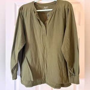 Madewell Long Sleeve Henley Olive Shirt